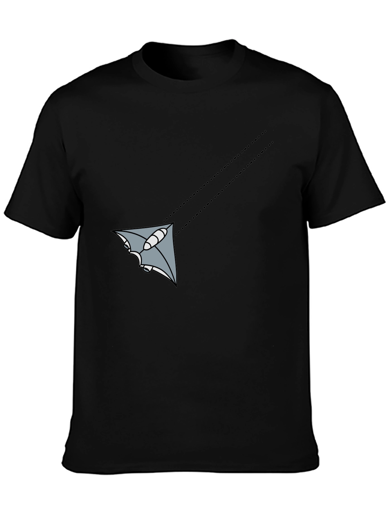 Mens Black Graphic Tee - Flying Object Design