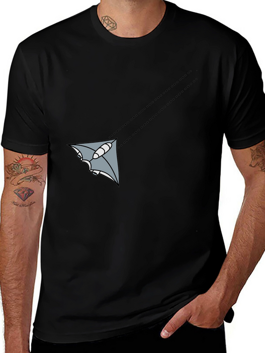 Mens Black Graphic Tee - Flying Object Design