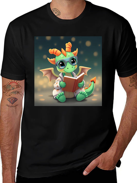 Cute Dragon Reading Book Graphic Tee