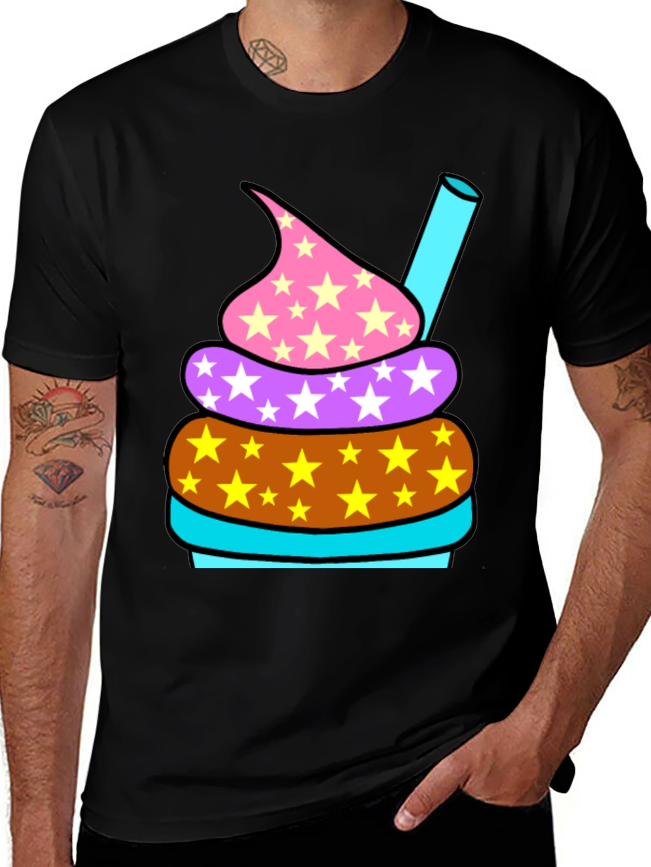Fun Cupcake Graphic Tee - Black Cotton T-Shirt
