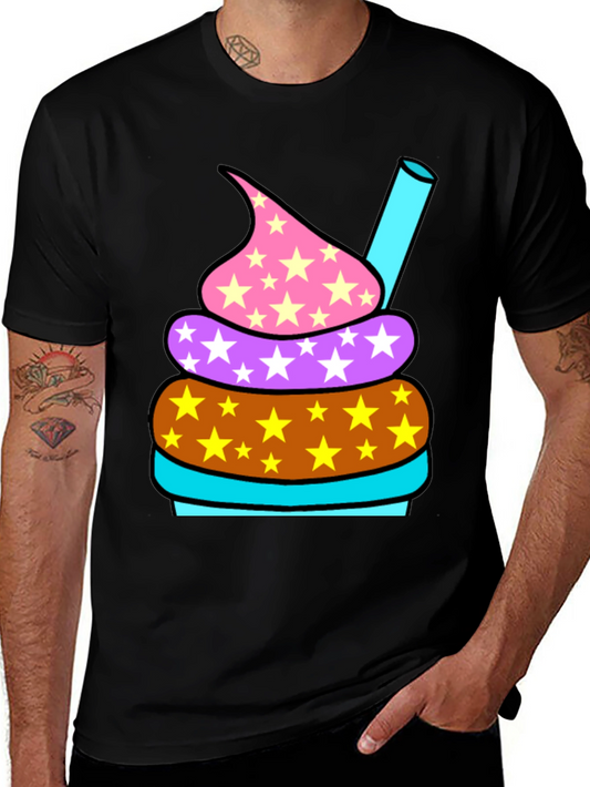 Fun Cupcake Graphic Tee - Black Cotton T-Shirt