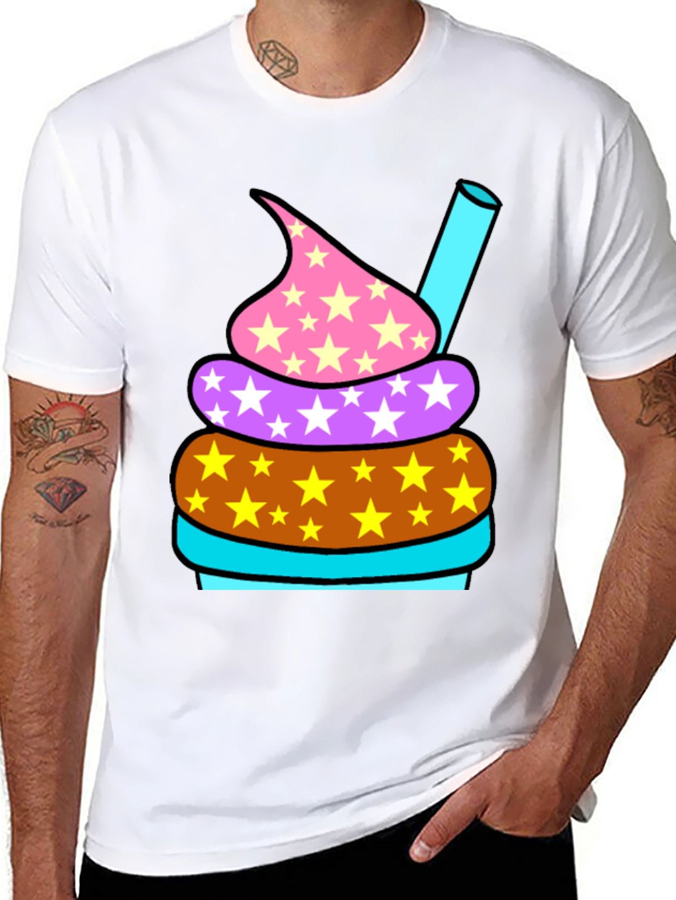 Fun Cupcake Graphic Tee - Black Cotton T-Shirt