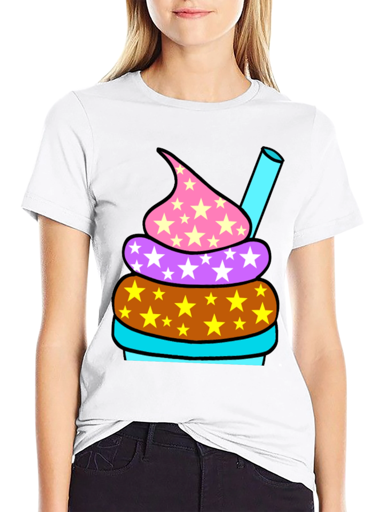 Fun Cupcake Graphic Tee - Black Cotton T-Shirt
