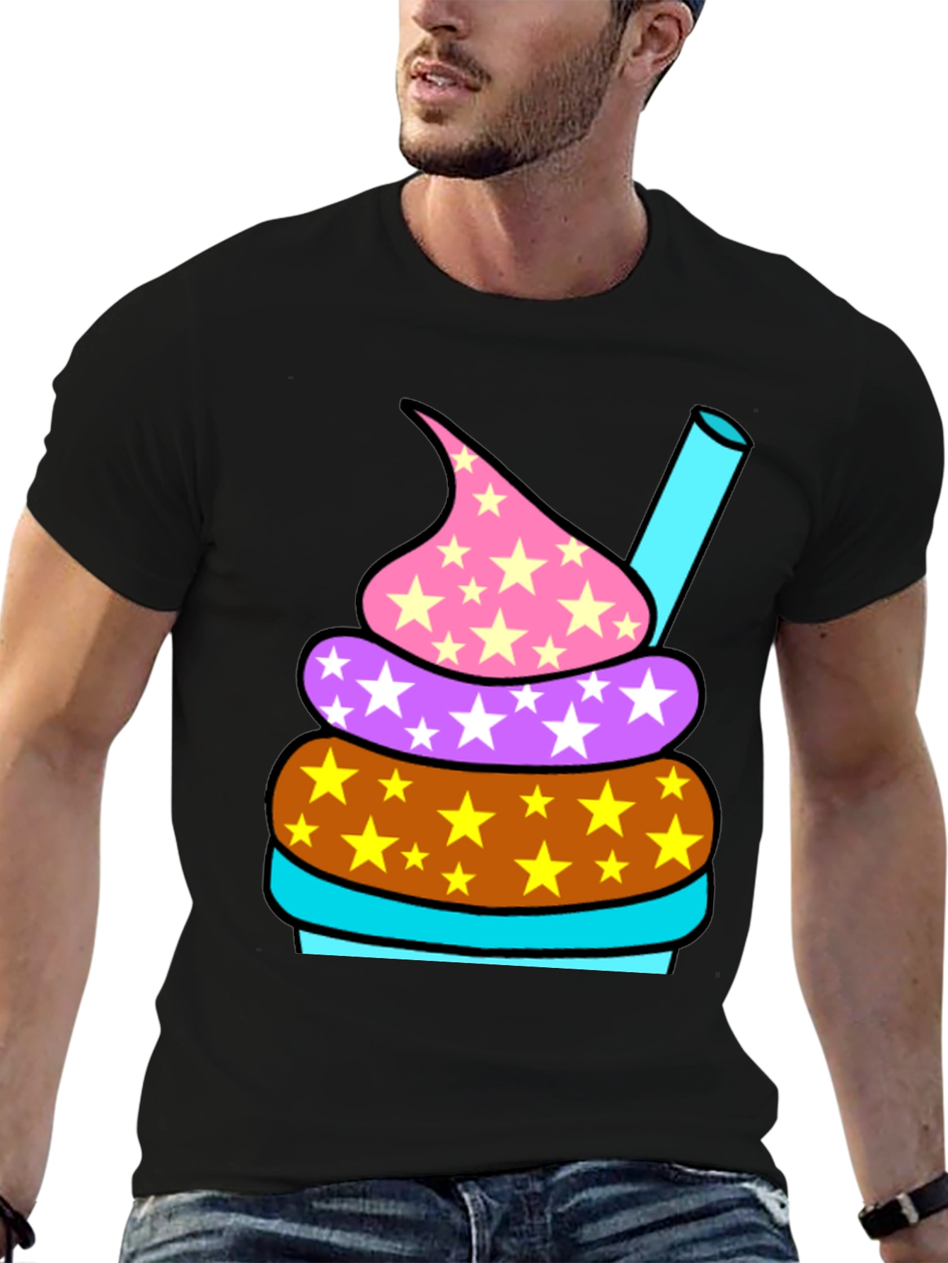Fun Cupcake Graphic Tee - Black Cotton T-Shirt