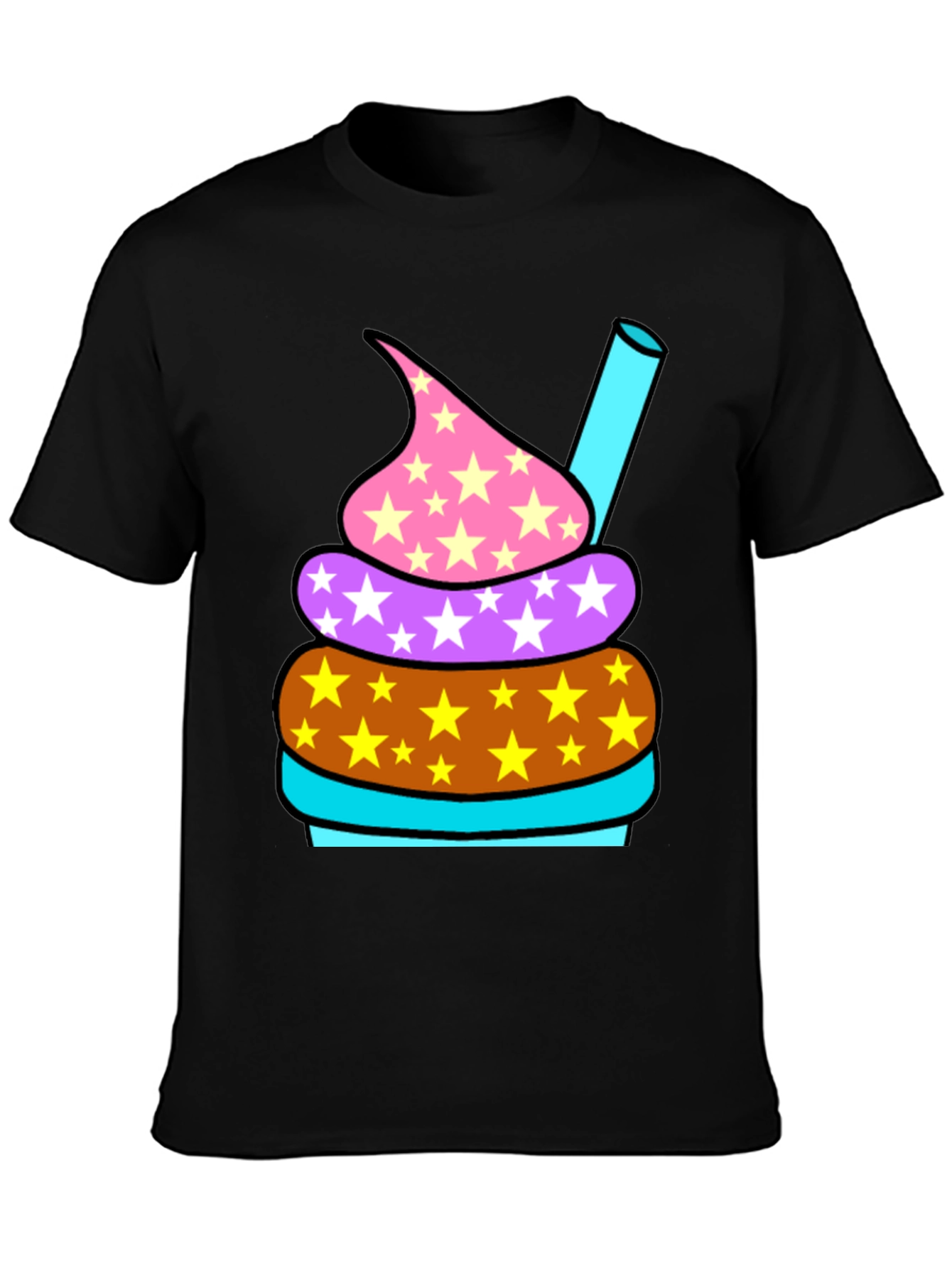 Fun Cupcake Graphic Tee - Black Cotton T-Shirt