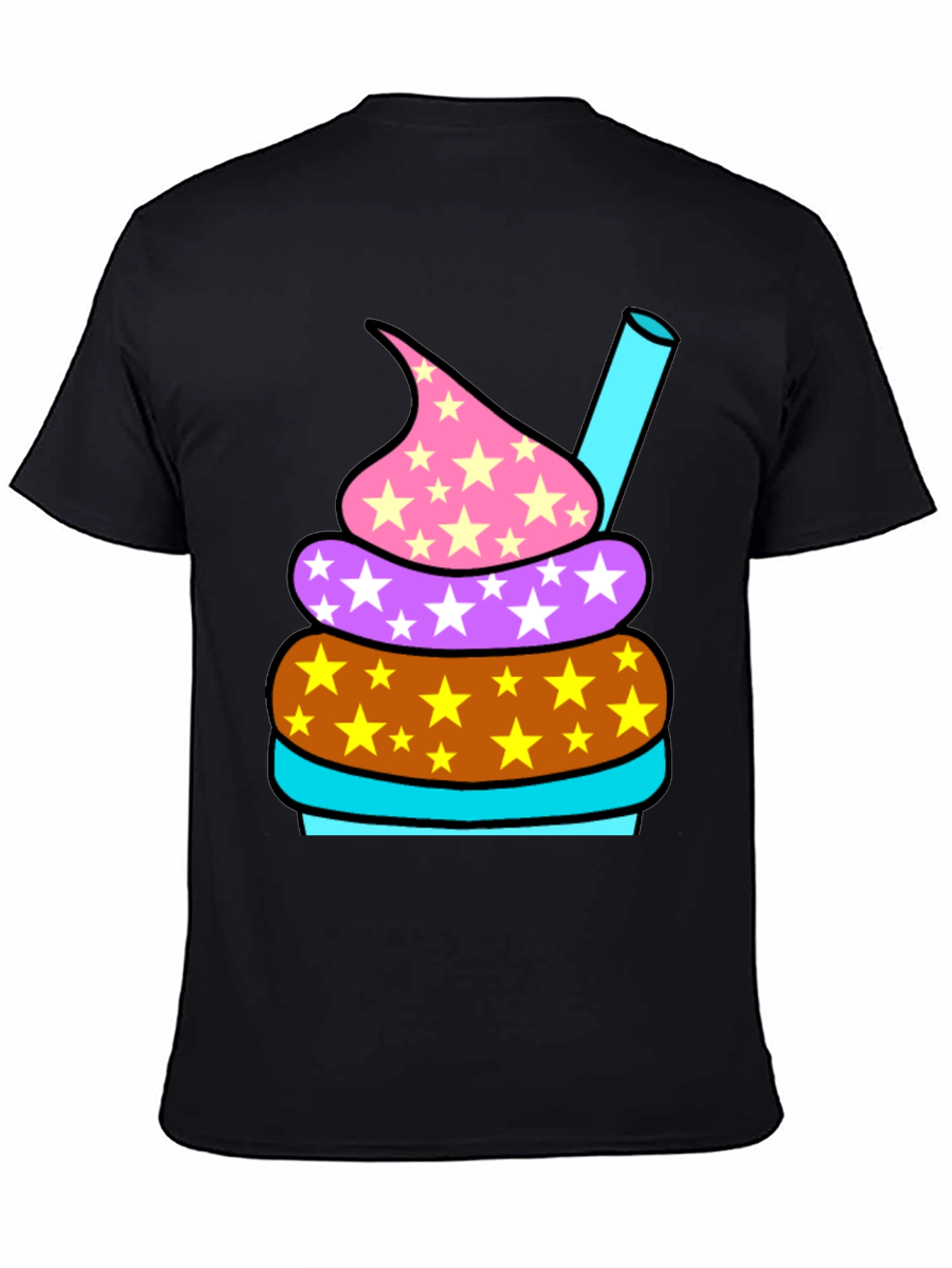 Fun Cupcake Graphic Tee - Black Cotton T-Shirt