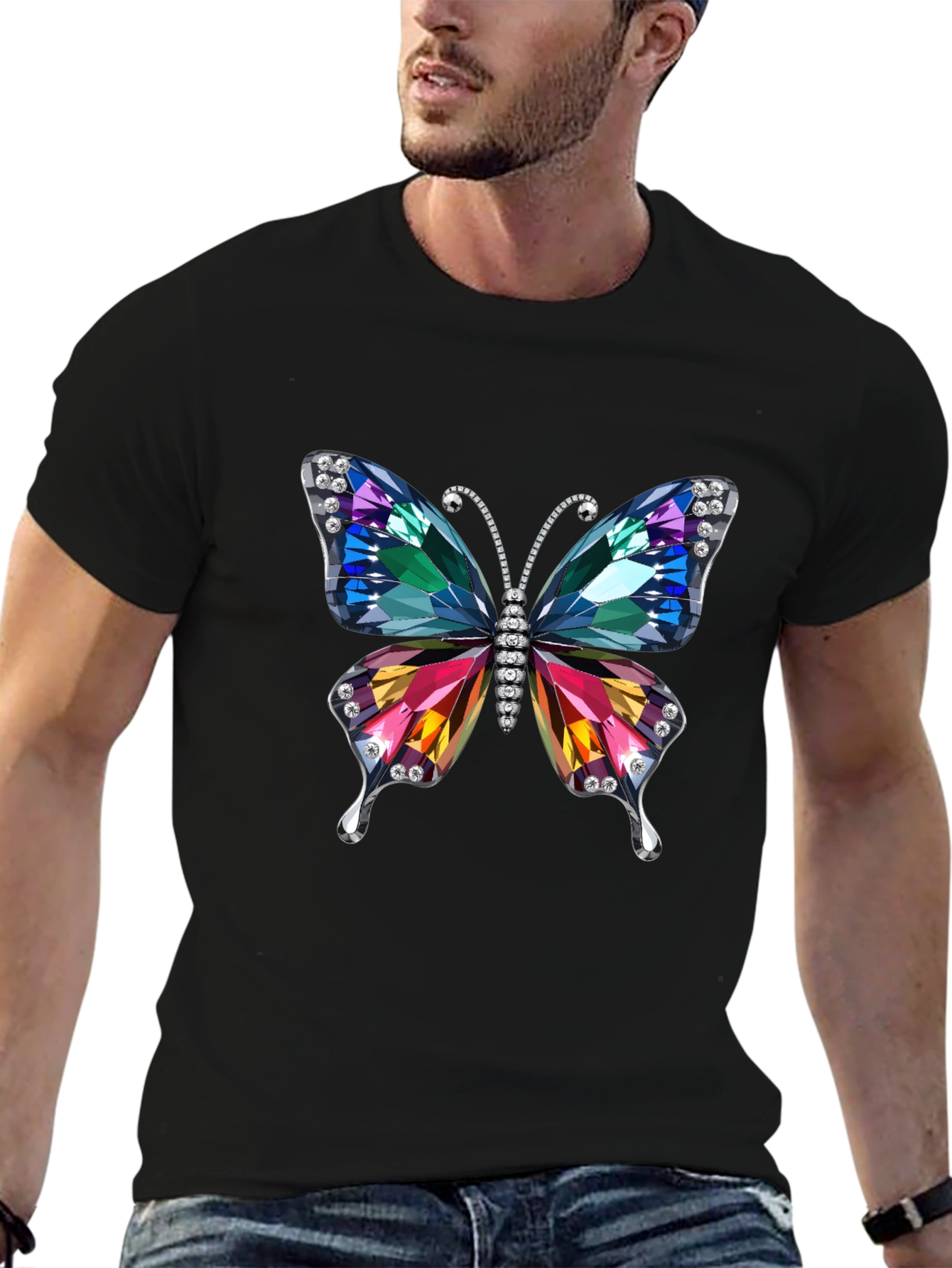 Butterfly Jewel Graphic Tee - Black