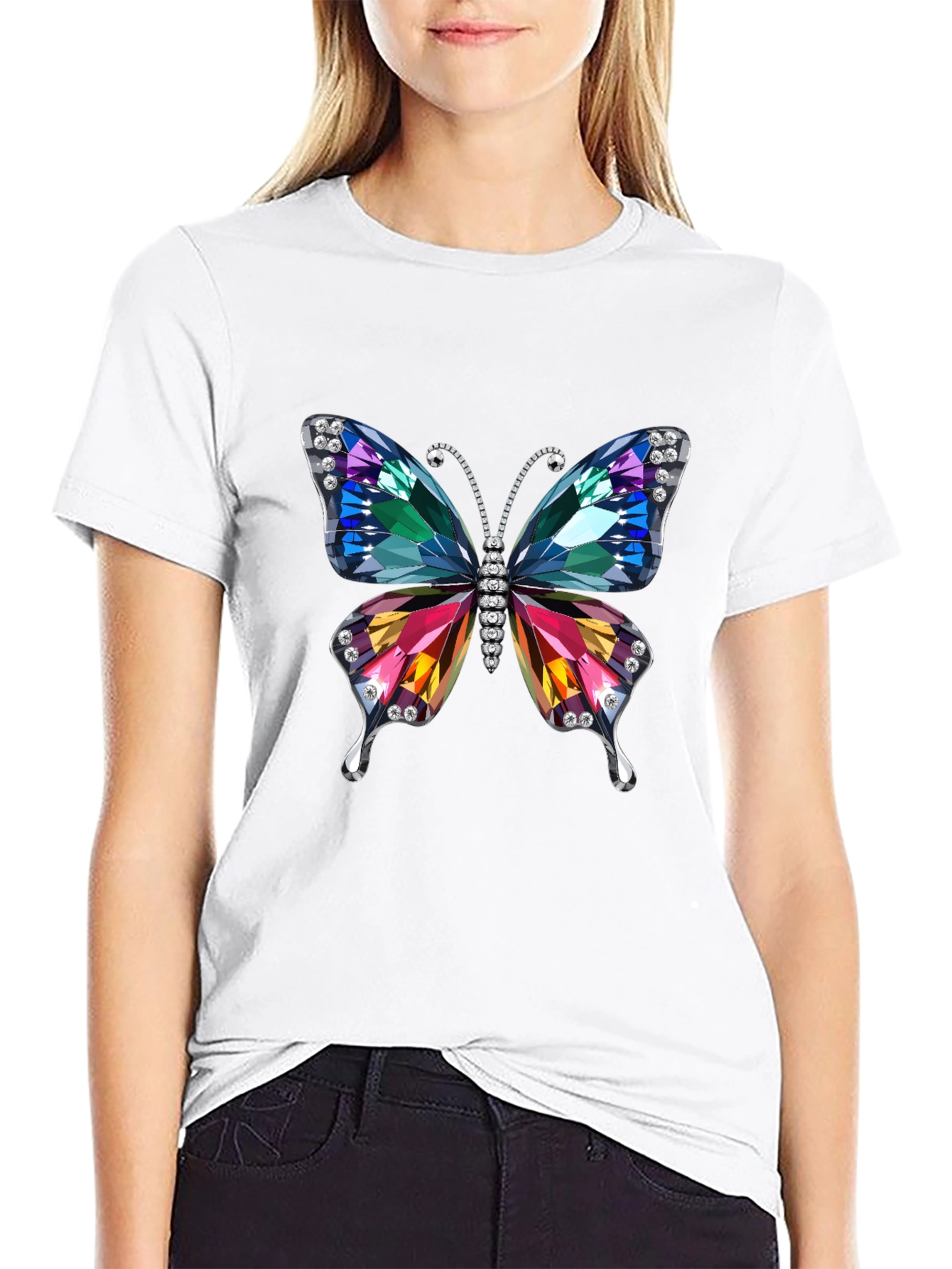 Butterfly Jewel Graphic Tee - Black