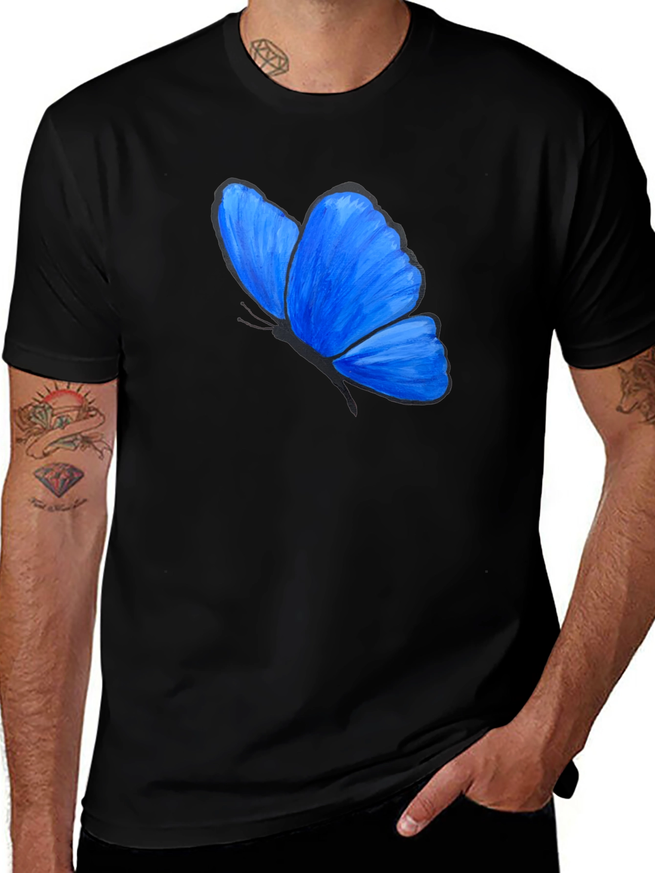Blue Butterfly Graphic T-Shirt - Unisex