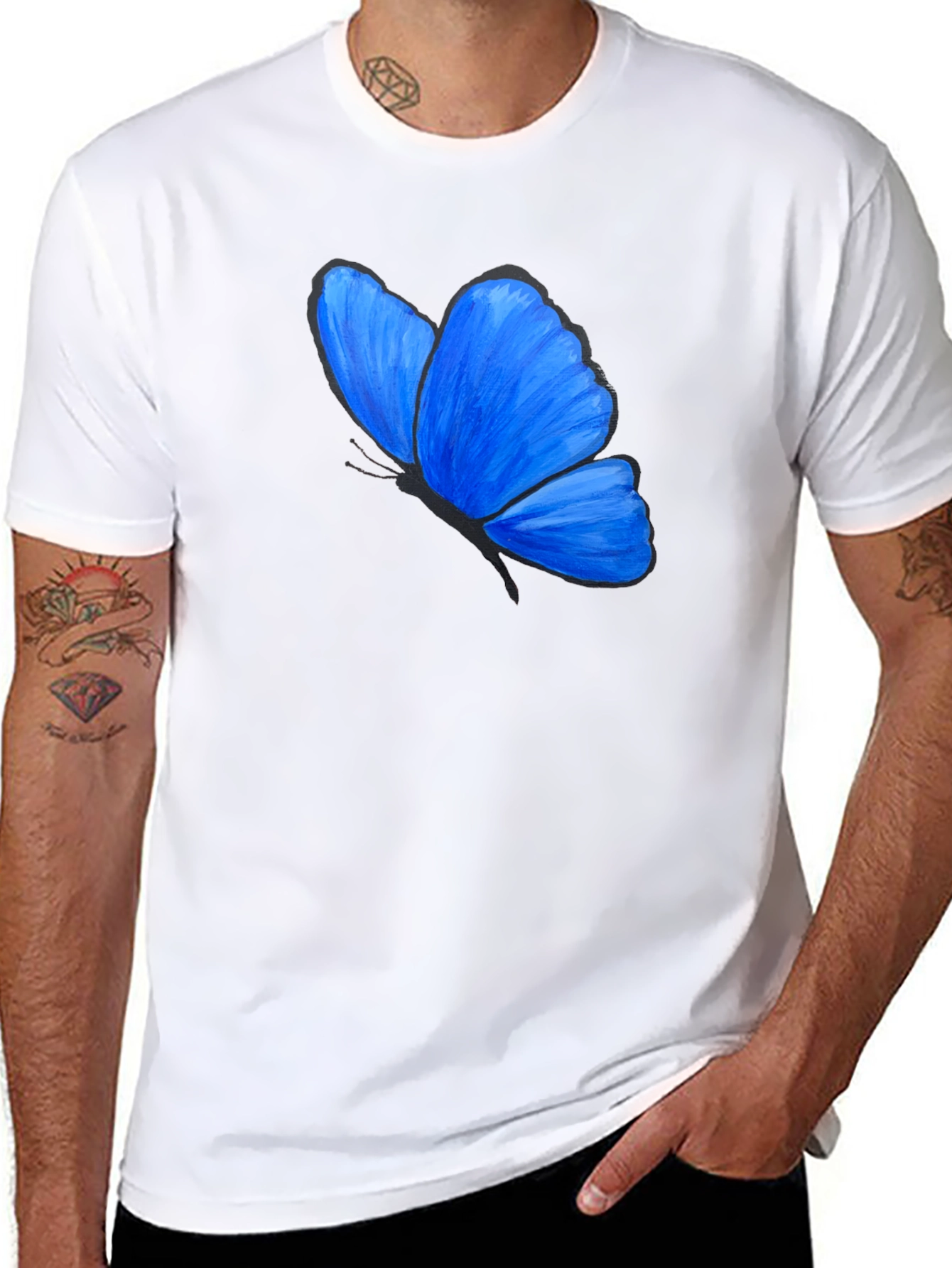 Blue Butterfly Graphic T-Shirt - Unisex