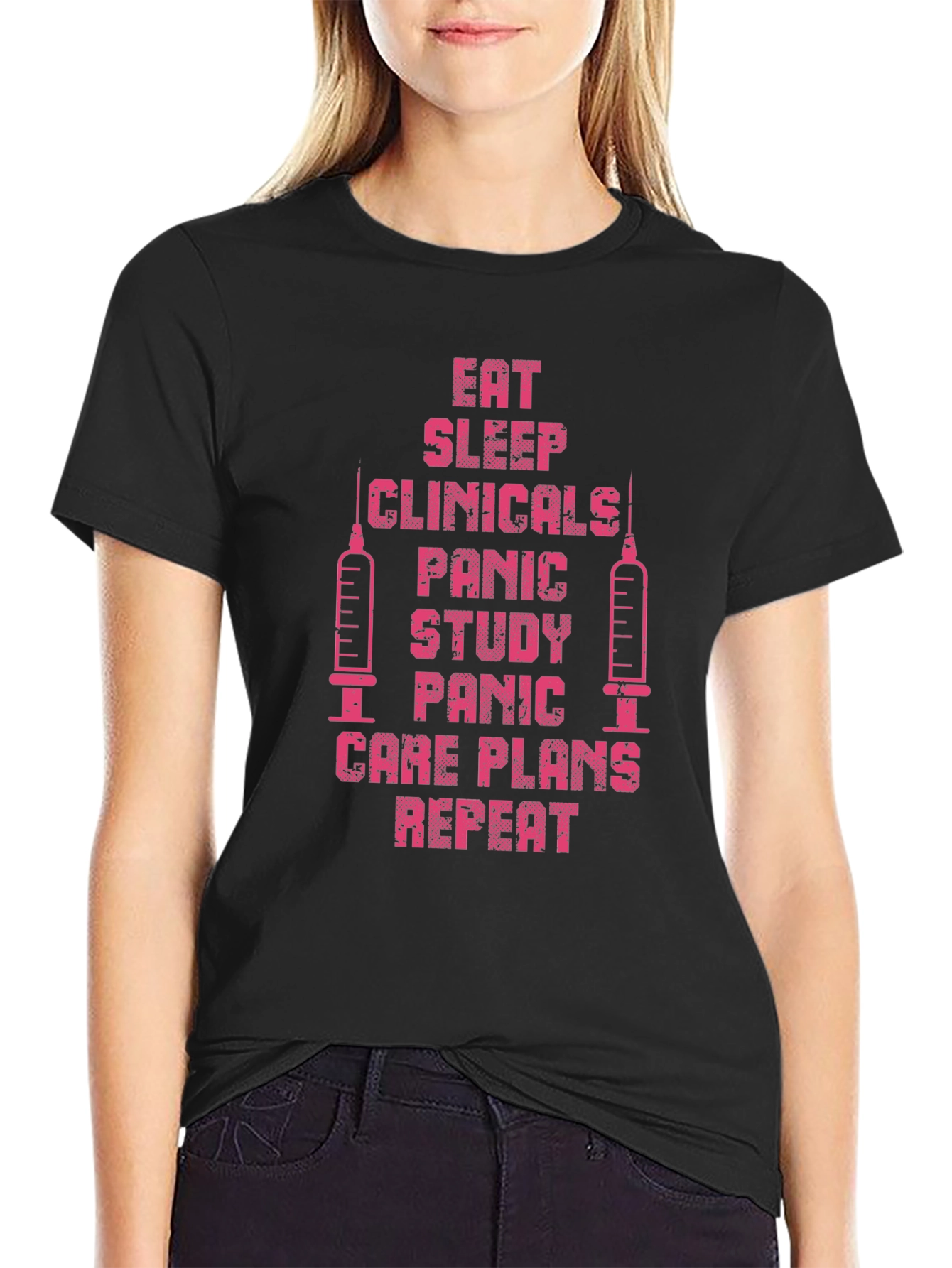 Eat Sleep Clinicals Repeat Black T-Shirt