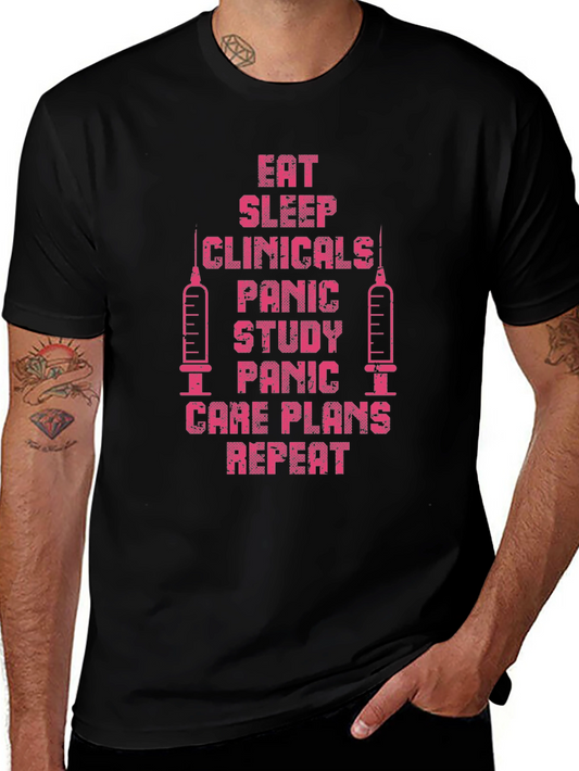 Eat Sleep Clinicals Repeat Black T-Shirt
