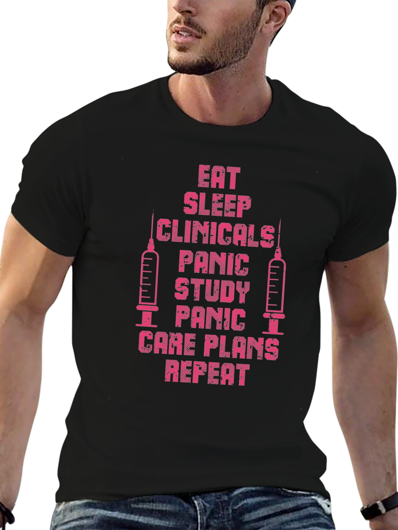 Eat Sleep Clinicals Repeat Black T-Shirt