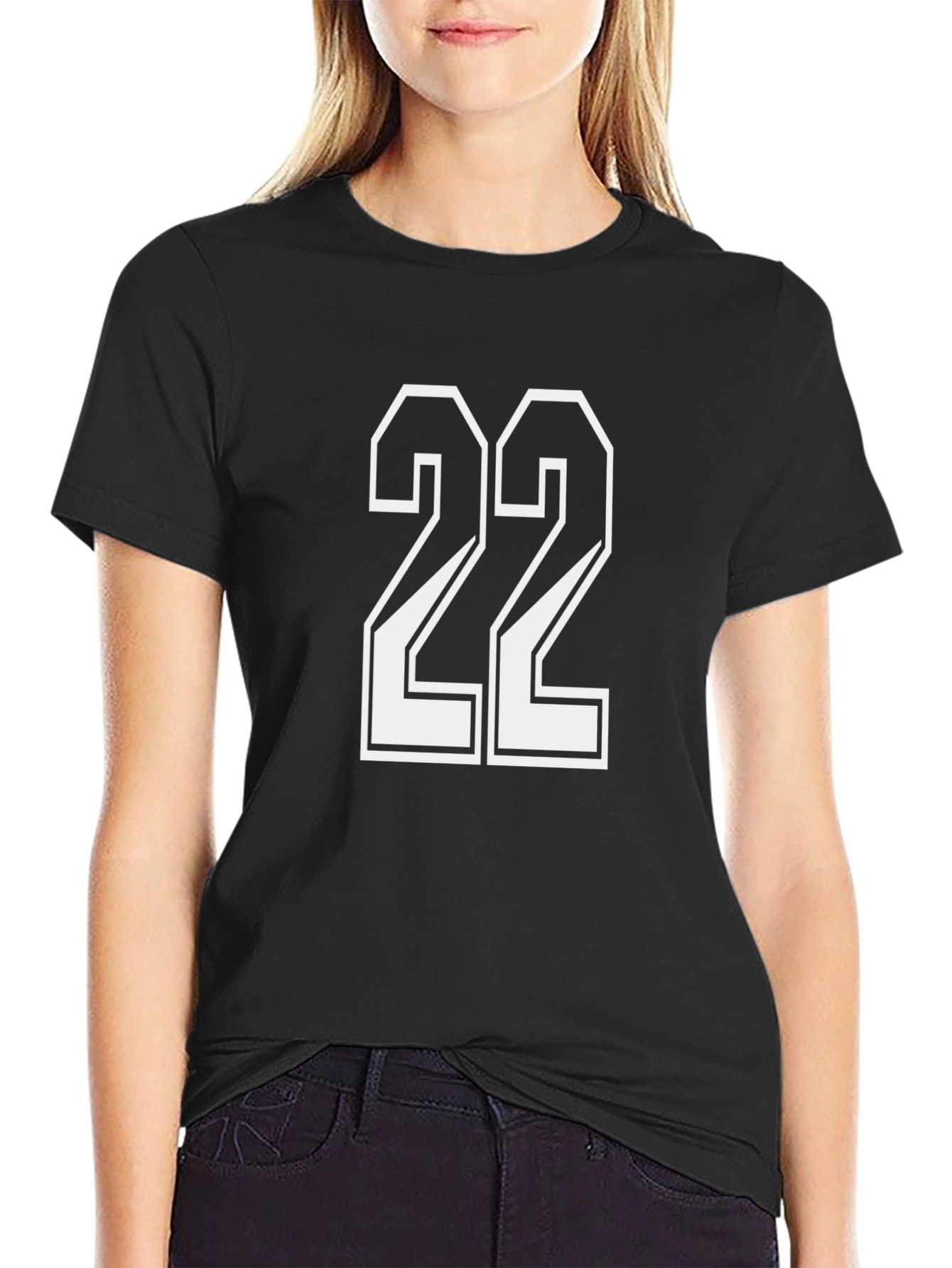 Number 22 Graphic Tee - Stylish Black Cotton T-Shirt