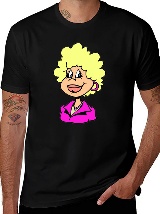 Fun Cartoon Character Graphic Tee - Black