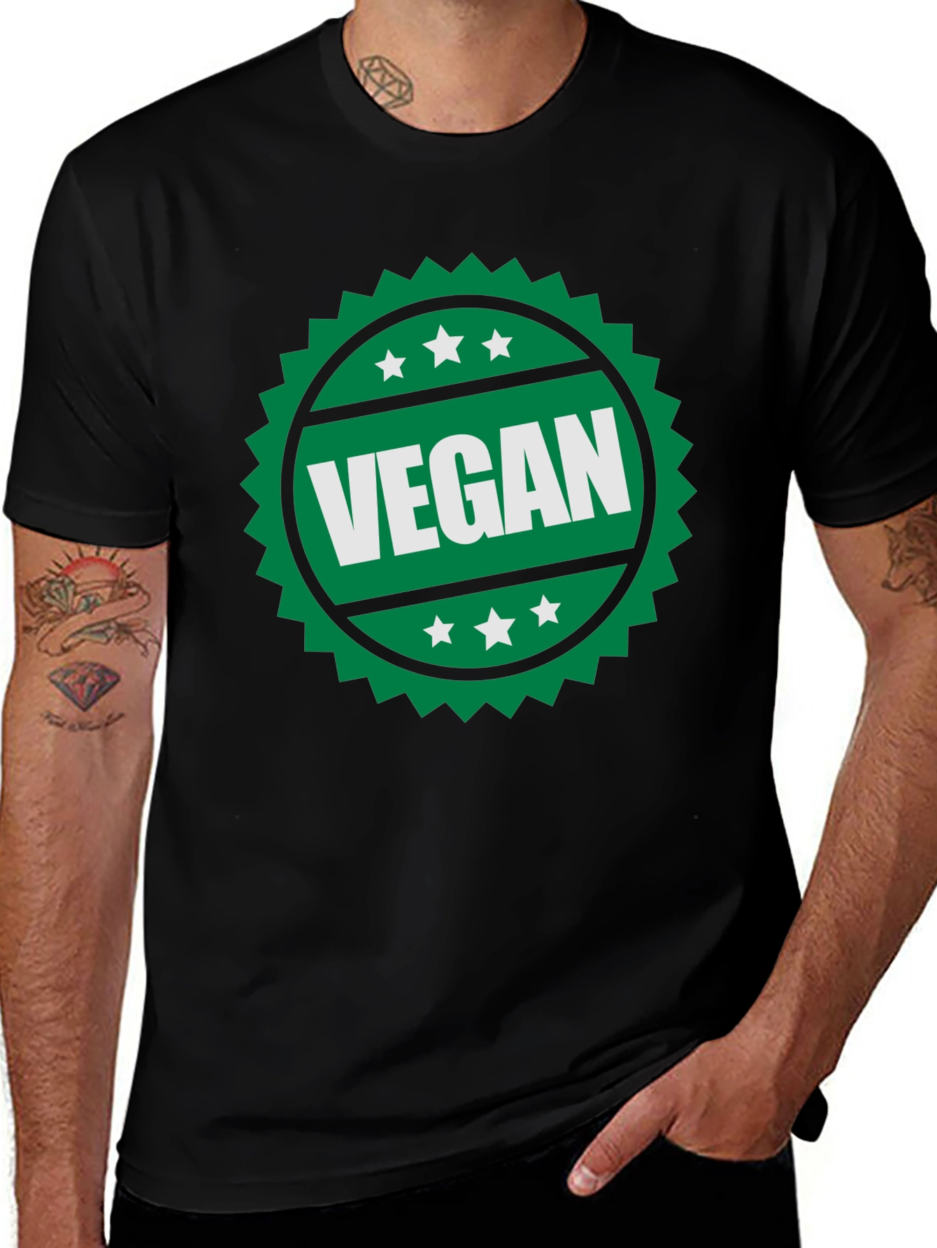 Vegan T-Shirt - Green Badge Design