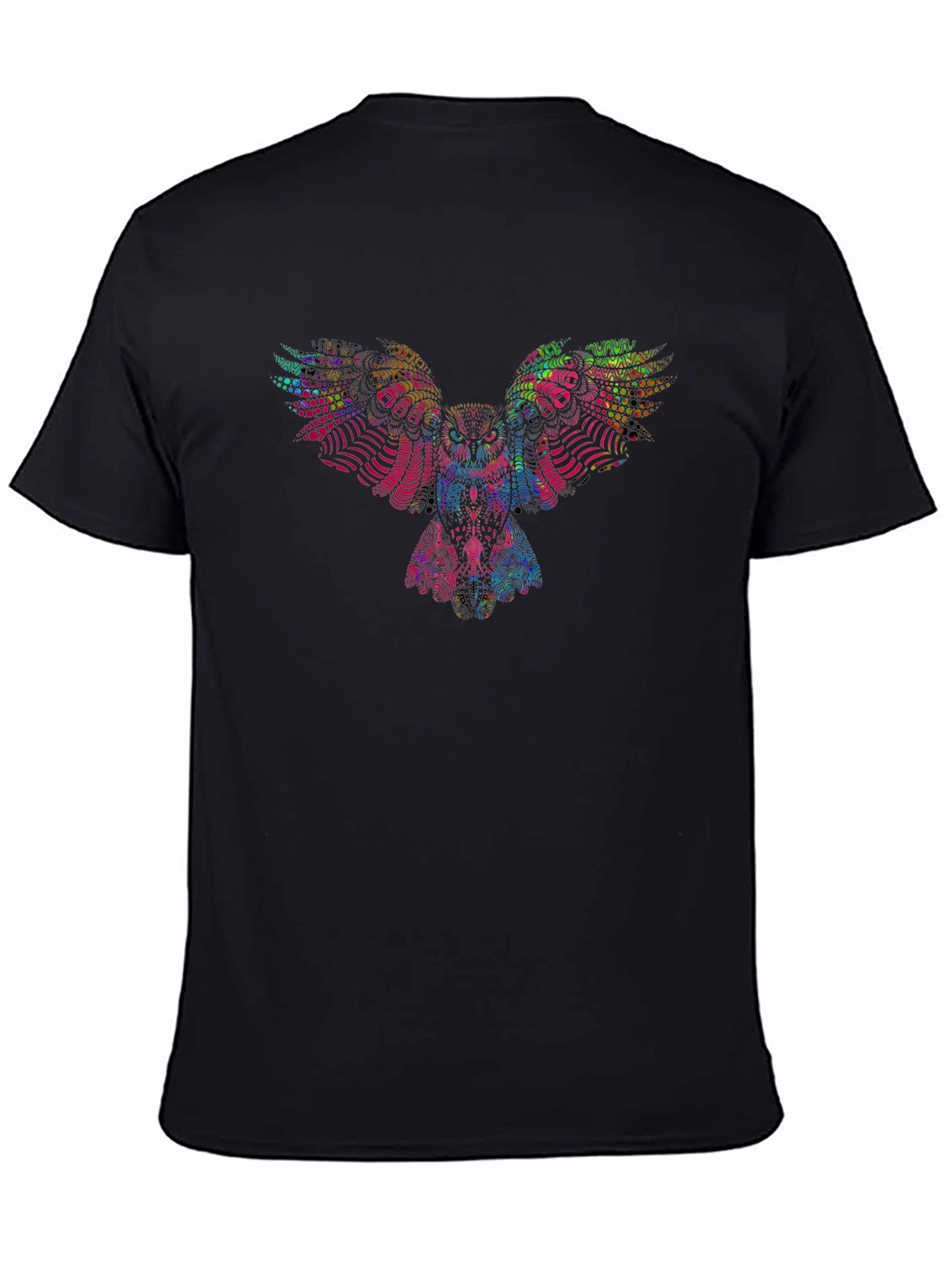 Psychedelic Owl Graphic Black T-Shirt