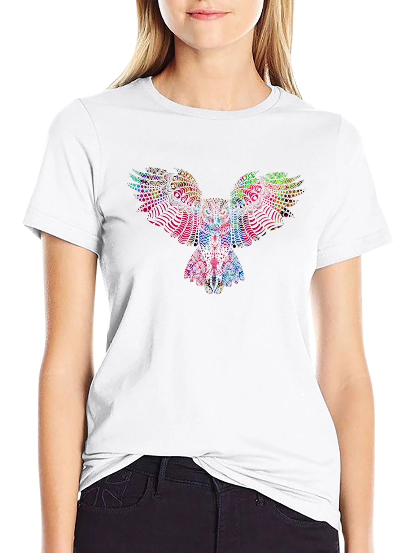 Psychedelic Owl Graphic Black T-Shirt