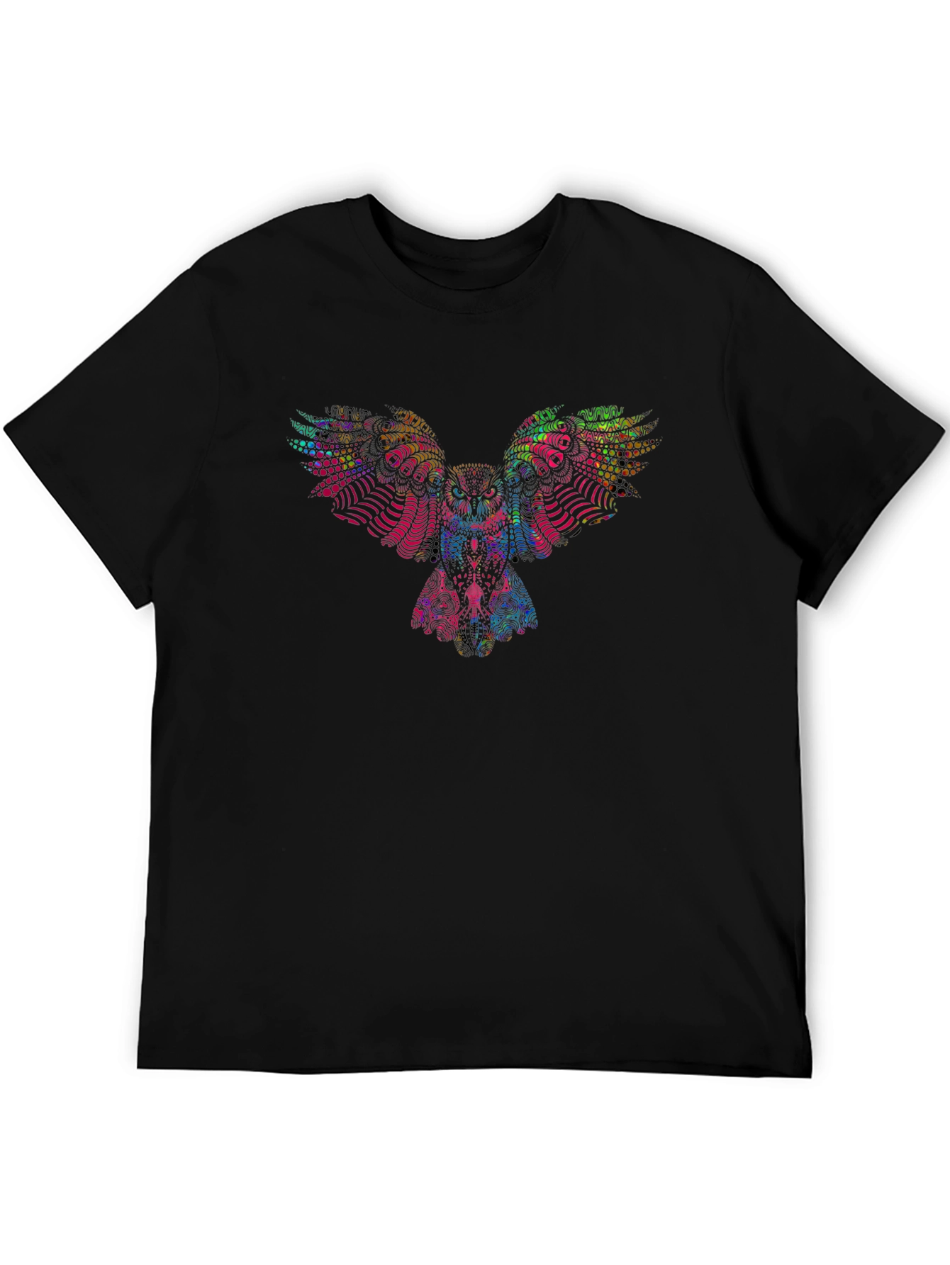 Psychedelic Owl Graphic Black T-Shirt
