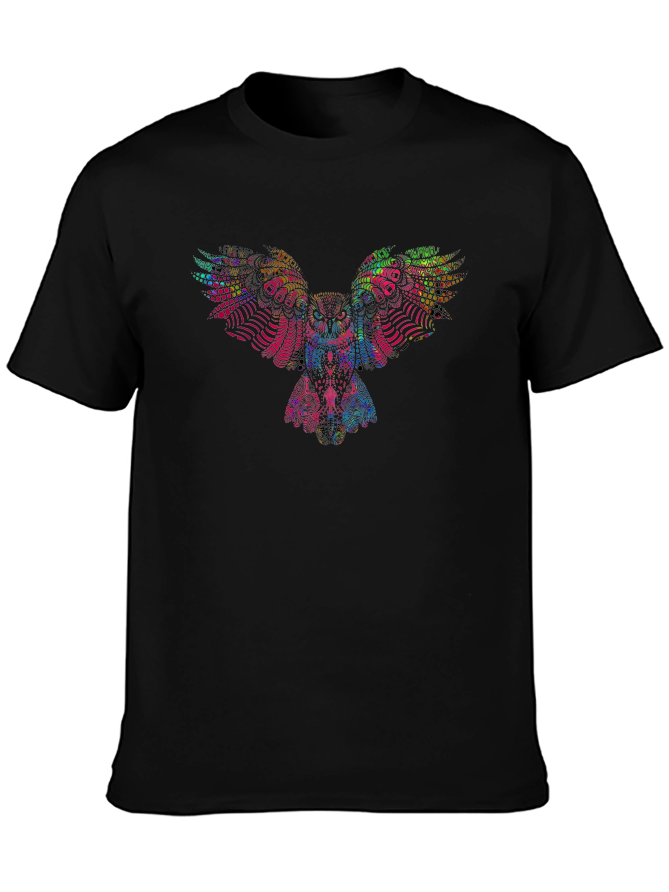 Psychedelic Owl Graphic Black T-Shirt