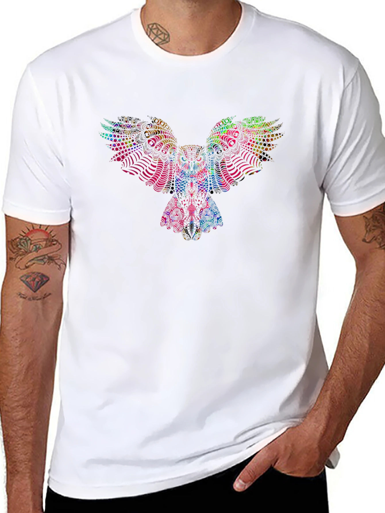 Psychedelic Owl Graphic Black T-Shirt