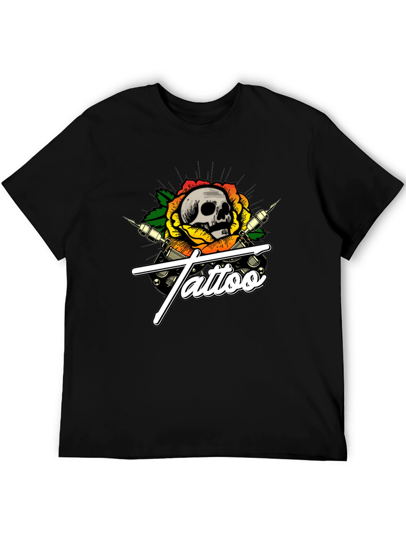 Skull Tattoo Graphic T-Shirt - Black