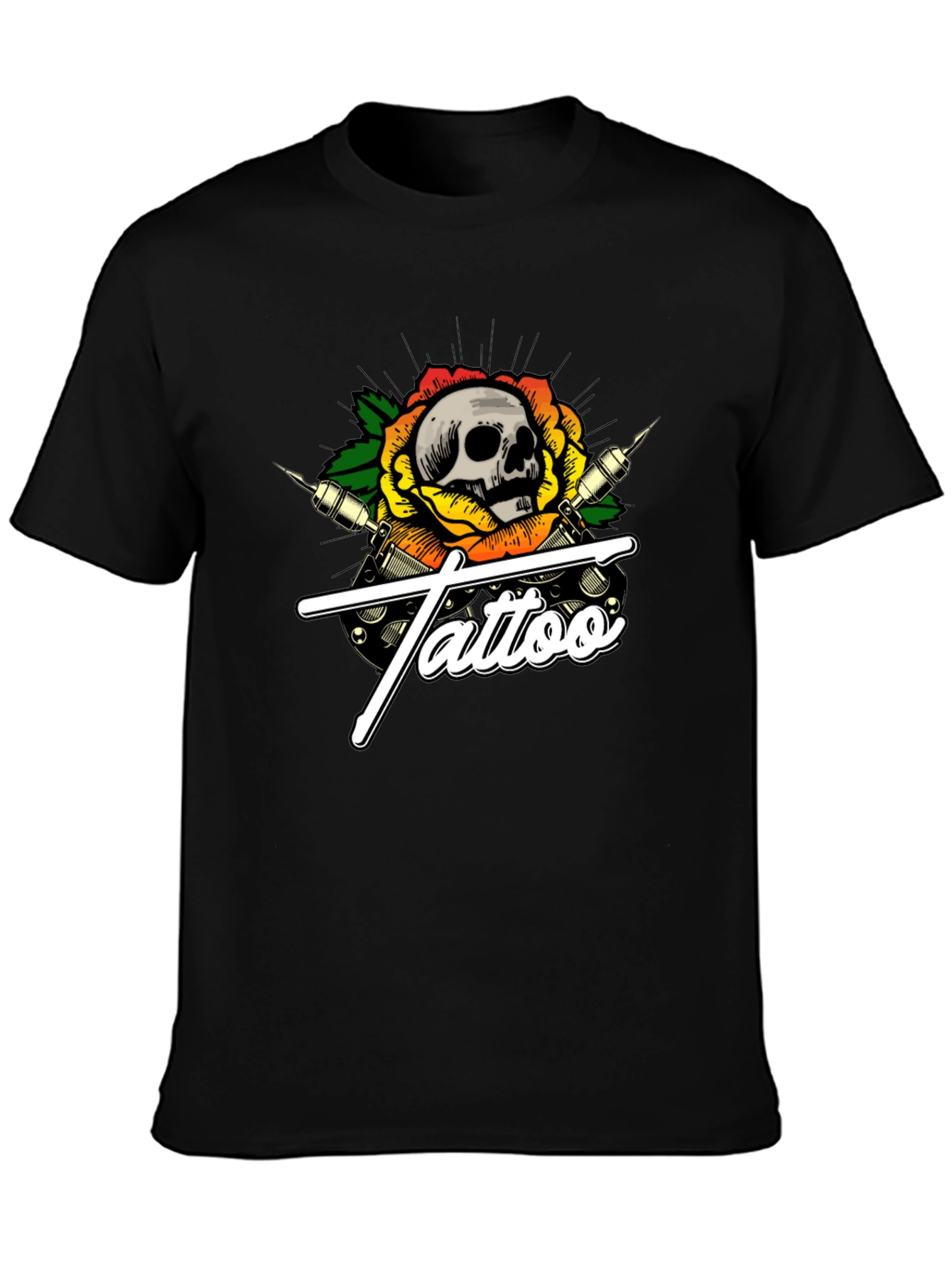 Skull Tattoo Graphic T-Shirt - Black