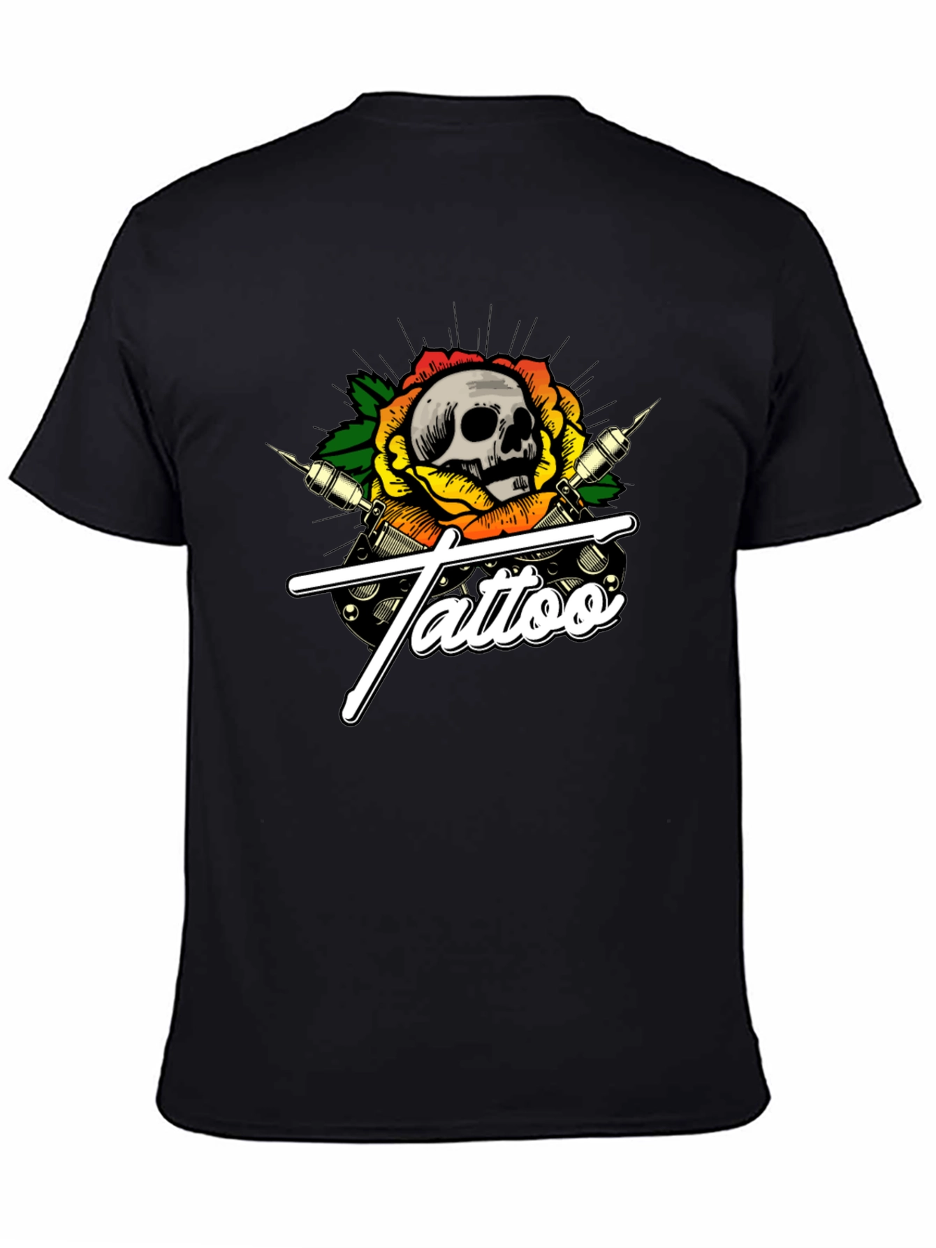 Skull Tattoo Graphic T-Shirt - Black