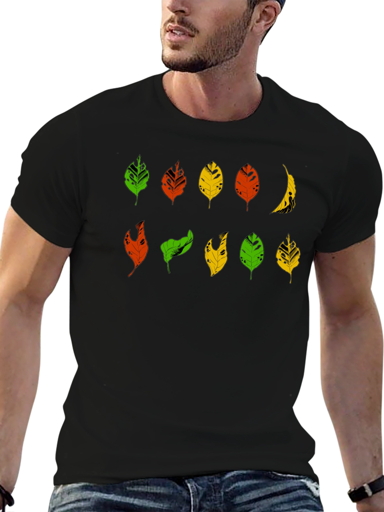 Leaf Pattern T-Shirt - Nature Inspired Graphic Tee