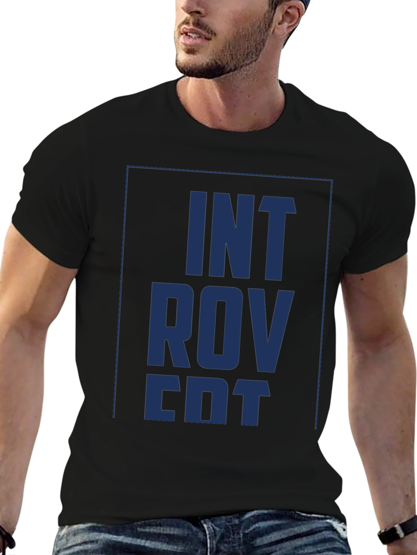Introvert Graphic Tee - Soft Black Cotton Shirt