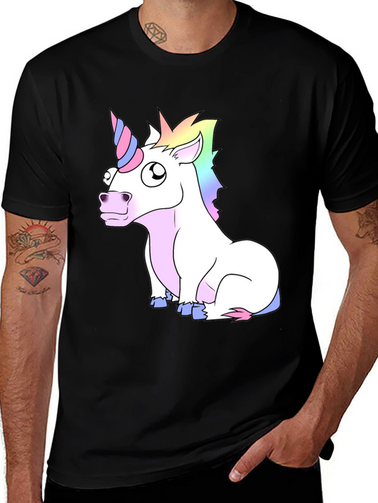 Unicorn Graphic Tee - Black Cotton Casual T-Shirt