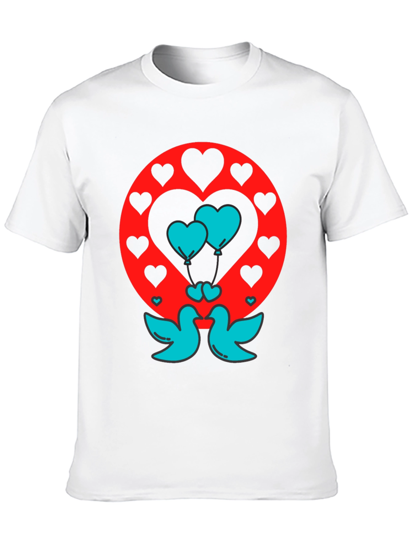 Love Birds Heart Balloons Graphic Tee