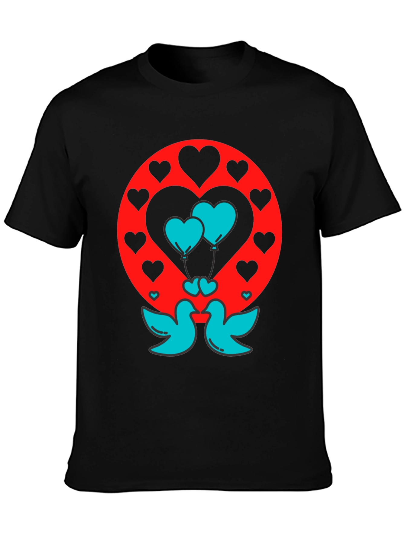 Love Birds Heart Balloons Graphic Tee