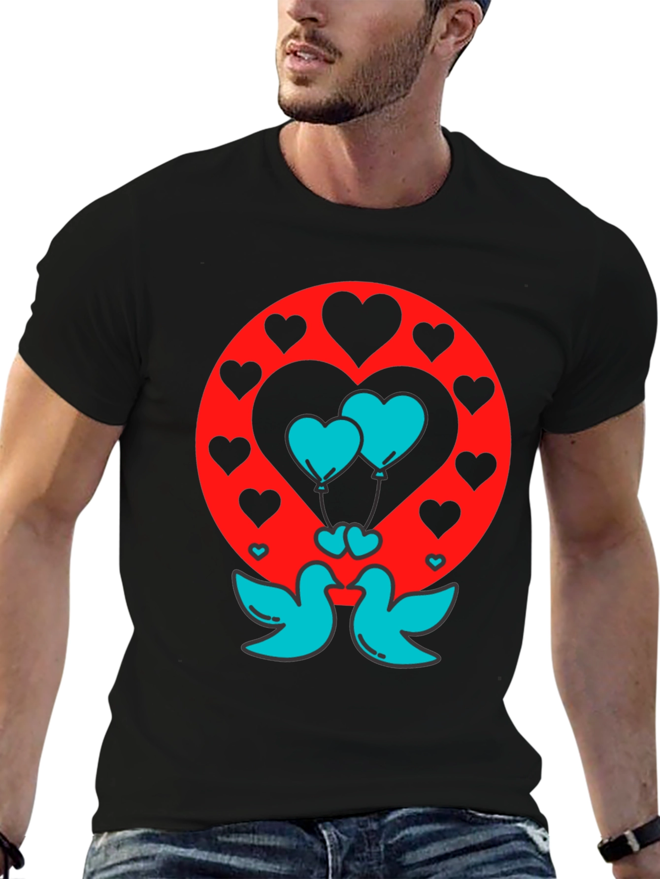 Love Birds Heart Balloons Graphic Tee