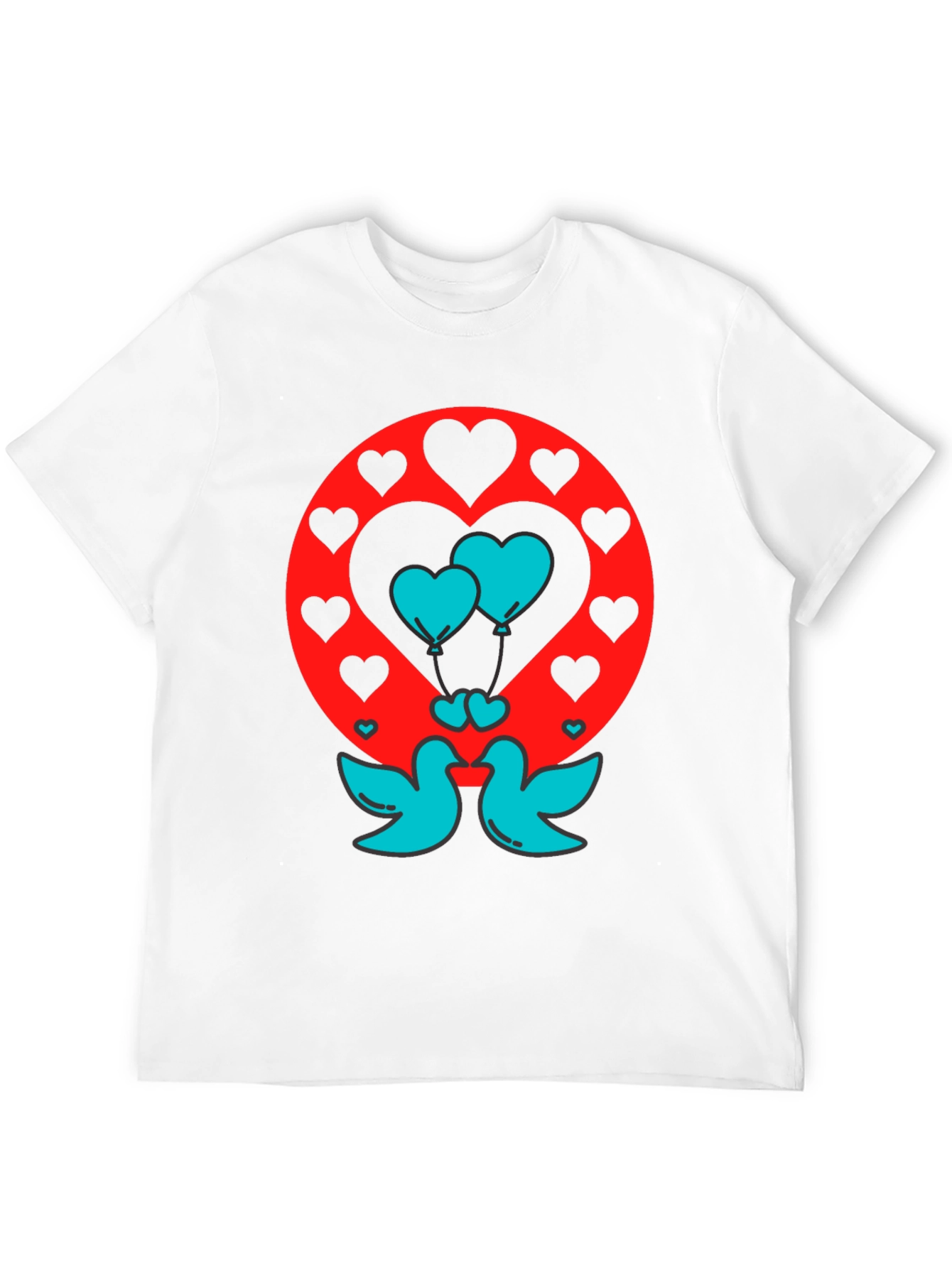 Love Birds Heart Balloons Graphic Tee