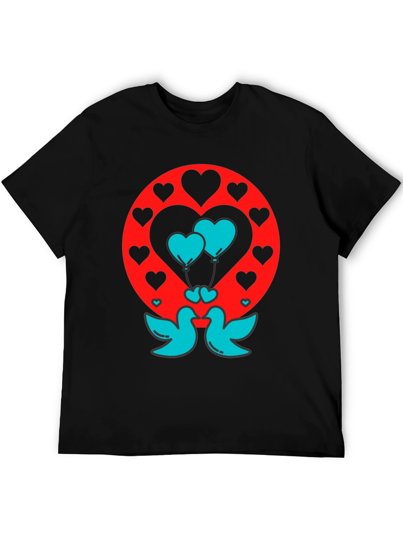 Love Birds Heart Balloons Graphic Tee