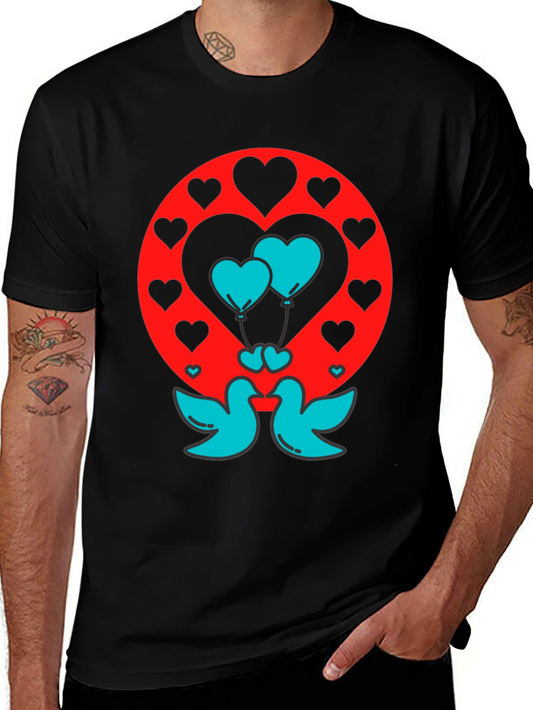 Love Birds Heart Balloons Graphic Tee