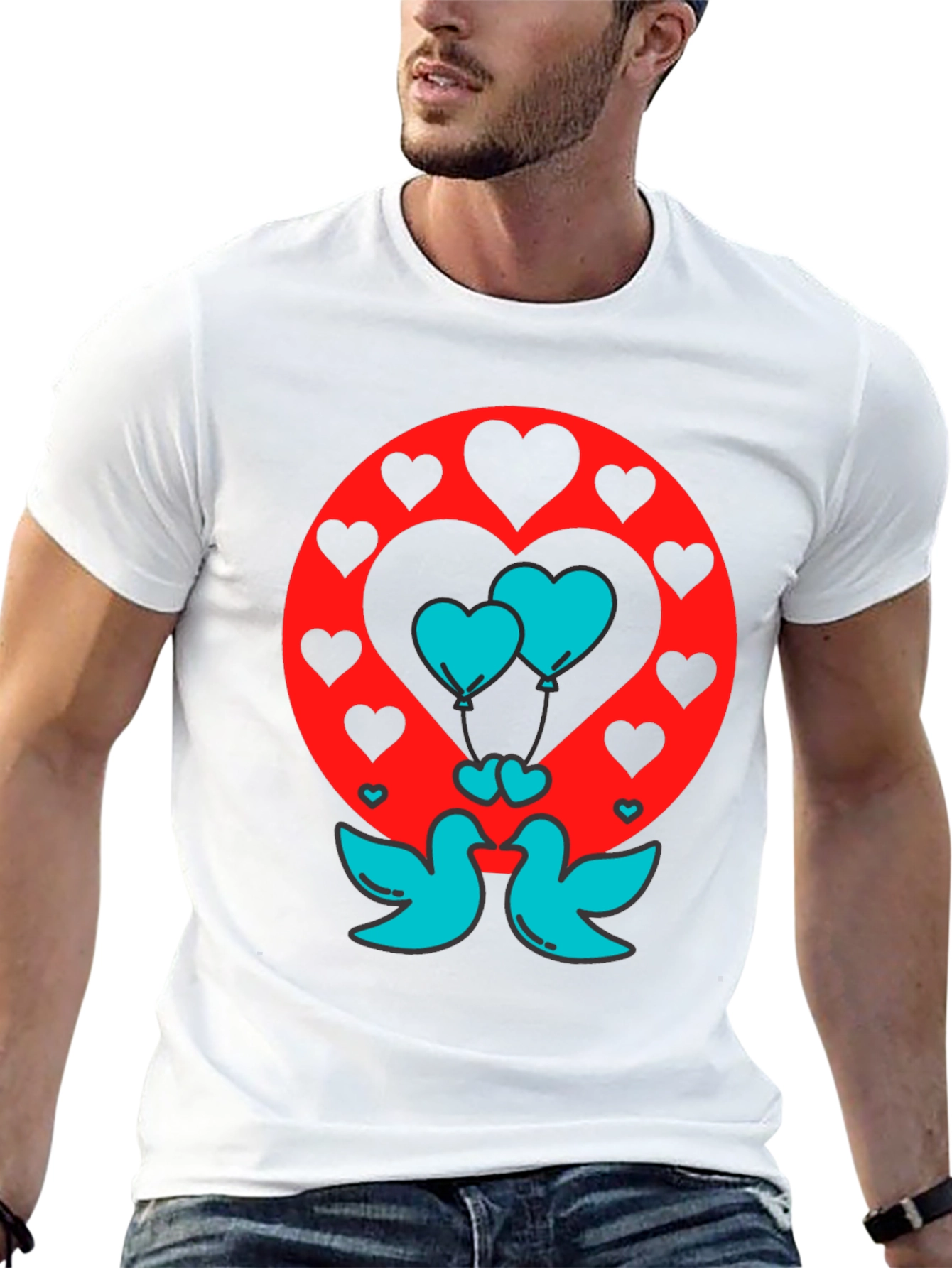 Love Birds Heart Balloons Graphic Tee