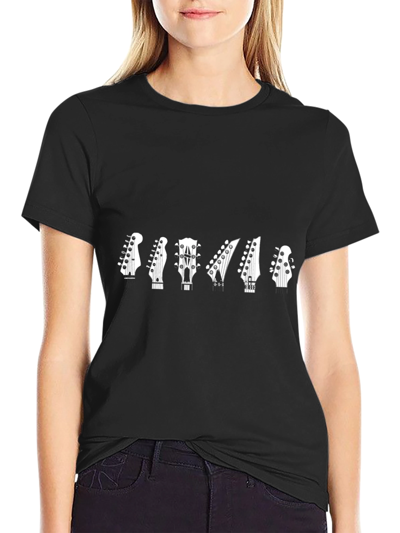 Guitar Headstock Graphic Tee - Black