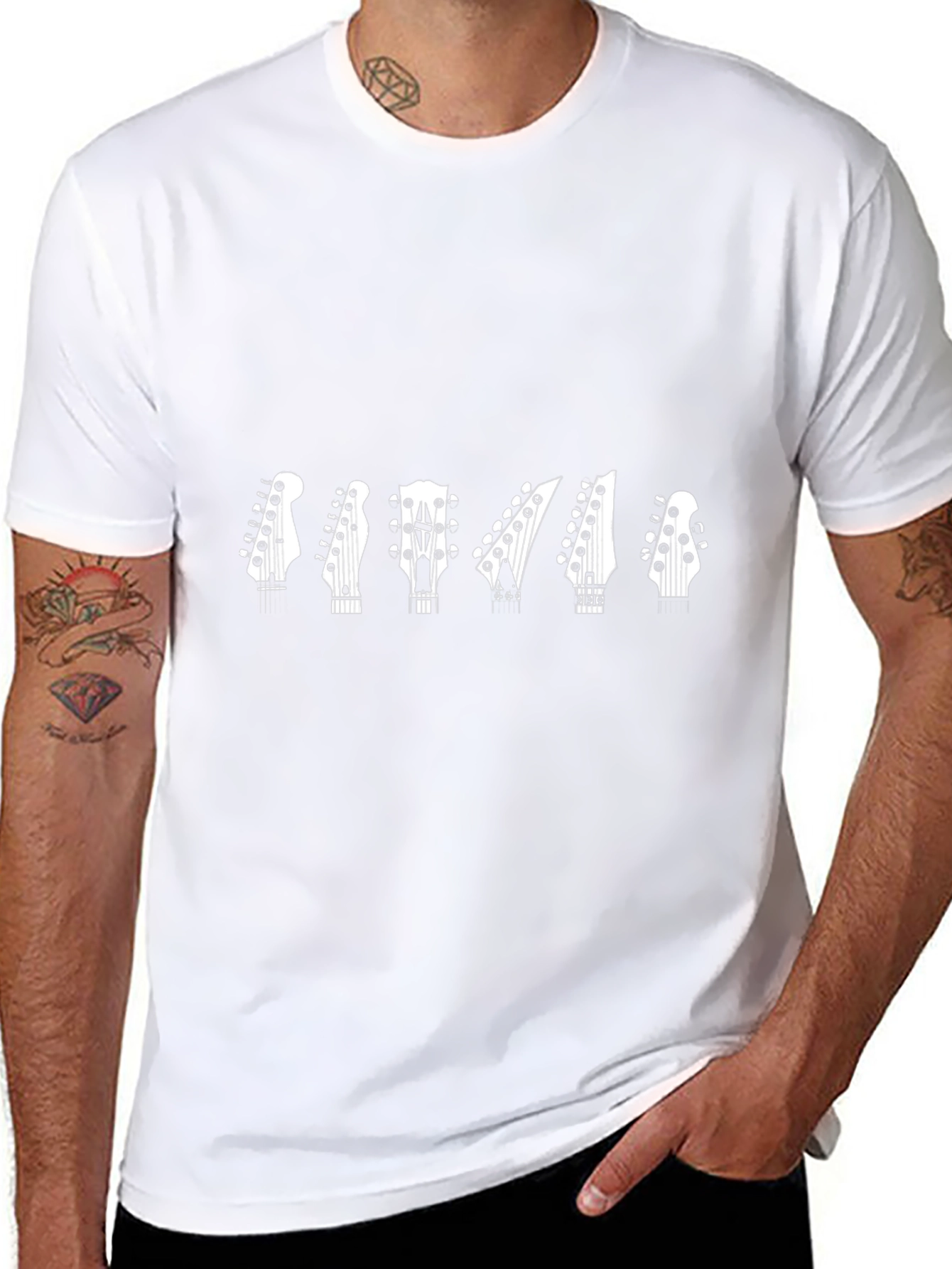 Guitar Headstock Graphic Tee - Black