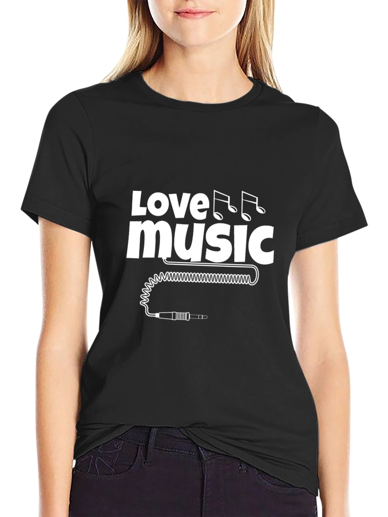 Love Music Black Graphic Tee