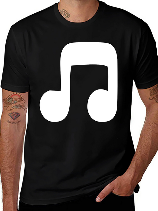 Music Note Graphic Tee - Casual Black T-Shirt