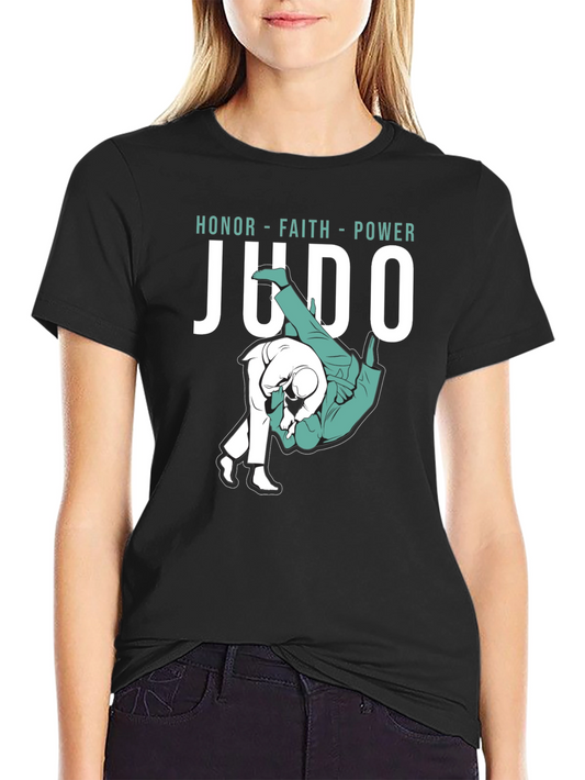 Judo Honor Faith Power Graphic Tee - Black