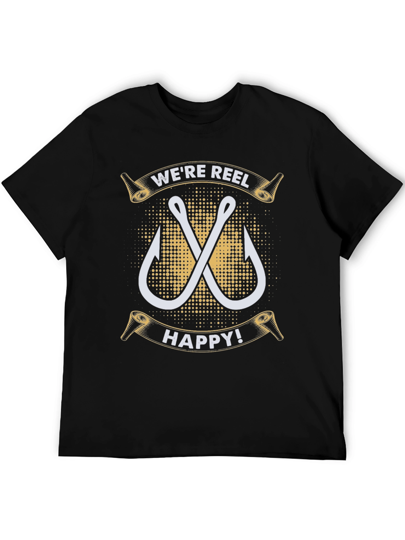 Were Reel Happy T-Shirt - Fishing Hook Design