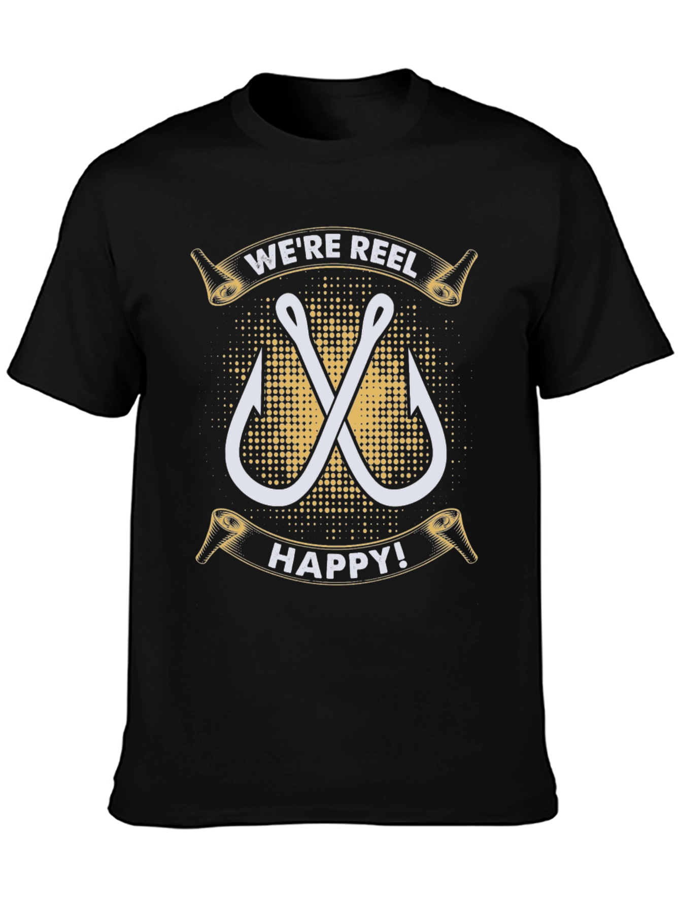 Were Reel Happy T-Shirt - Fishing Hook Design
