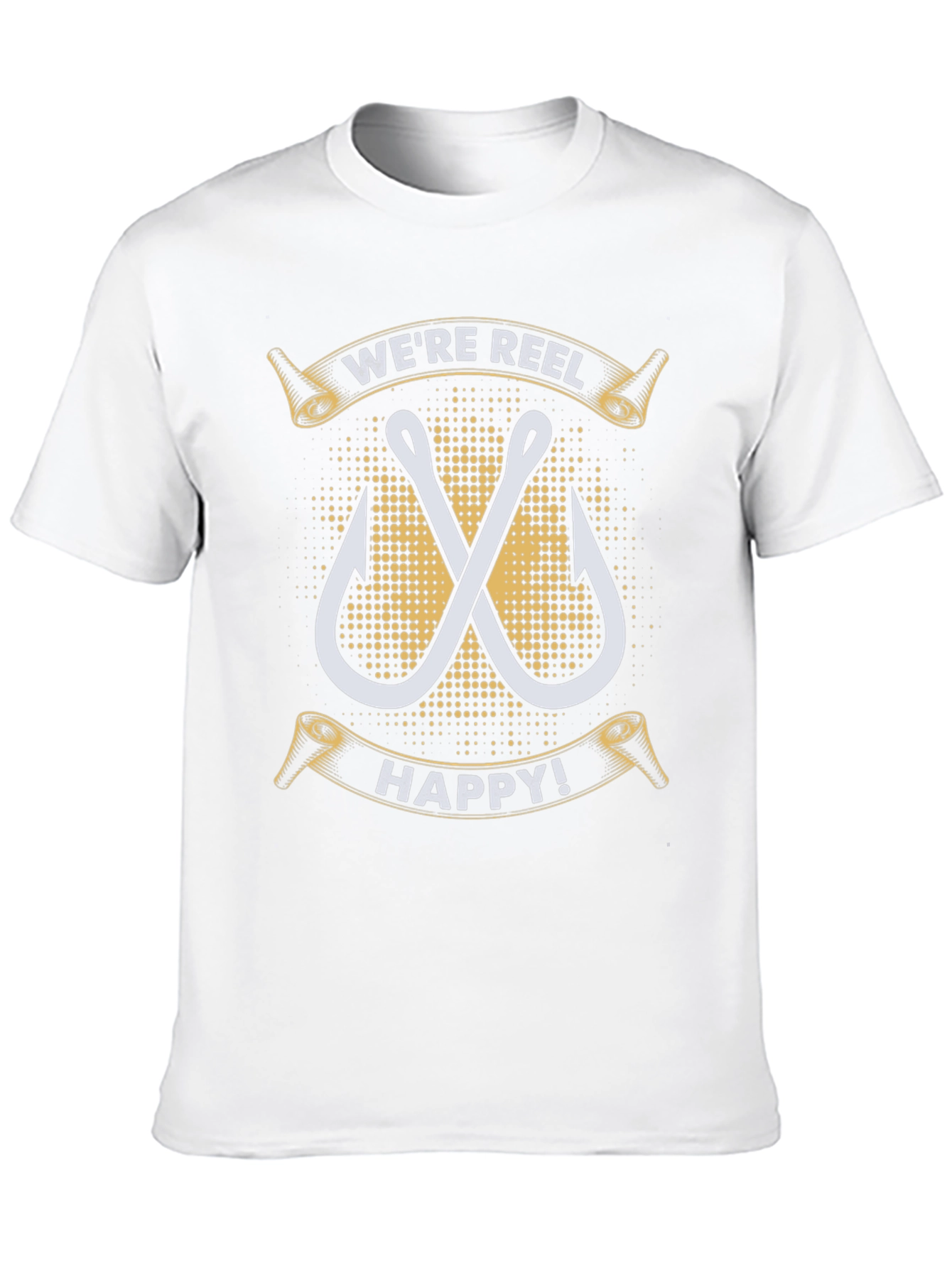 Were Reel Happy T-Shirt - Fishing Hook Design