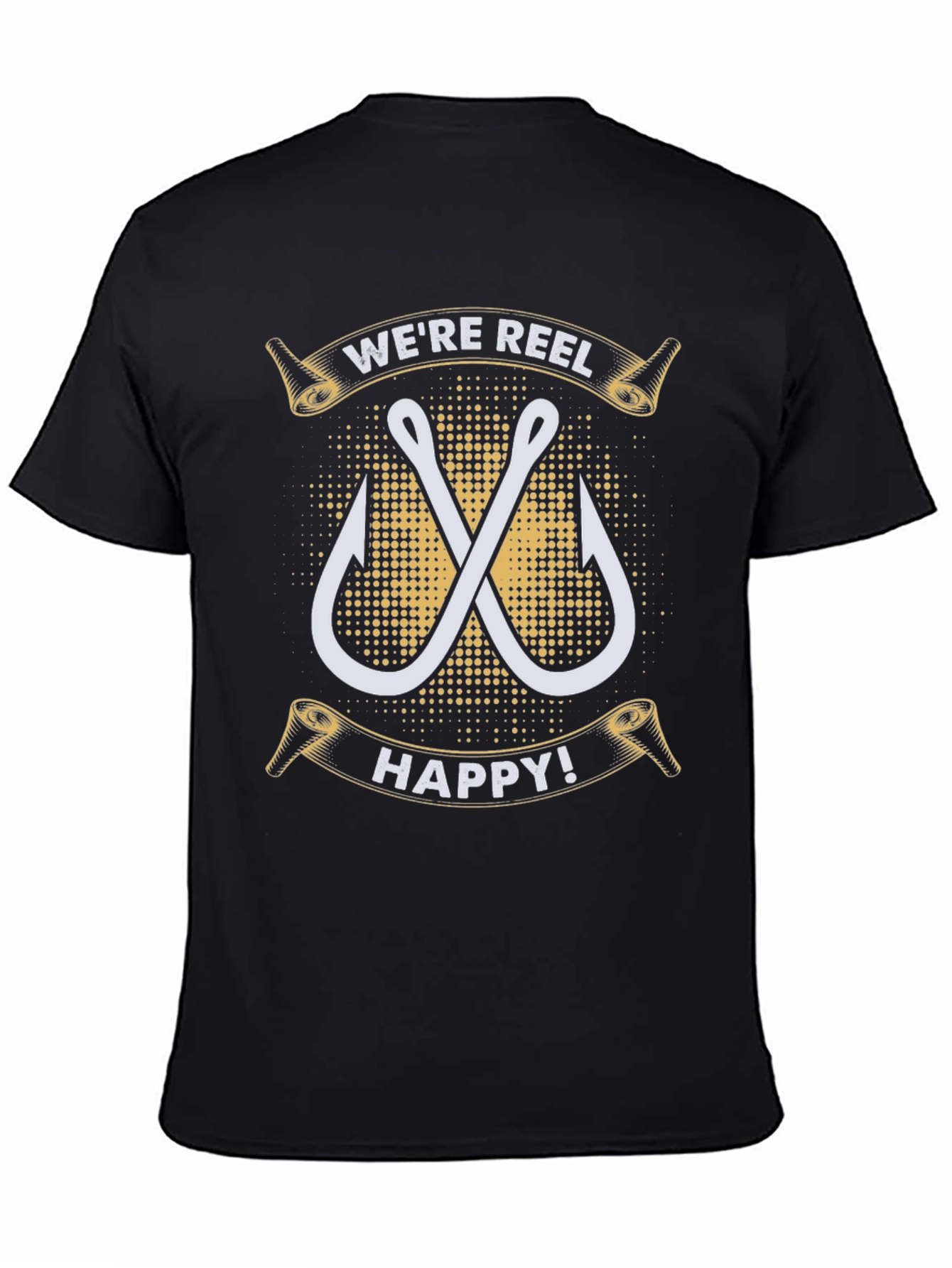 Were Reel Happy T-Shirt - Fishing Hook Design