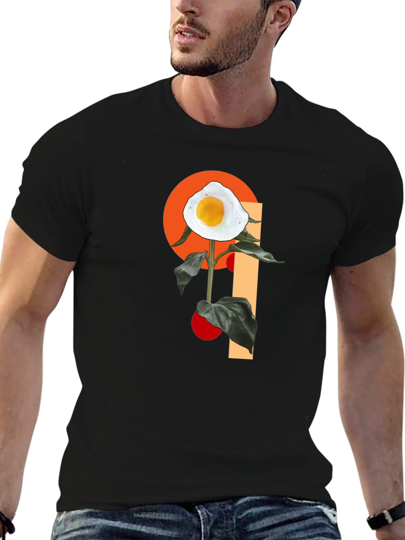 Egg Flower Graphic T-Shirt - Black