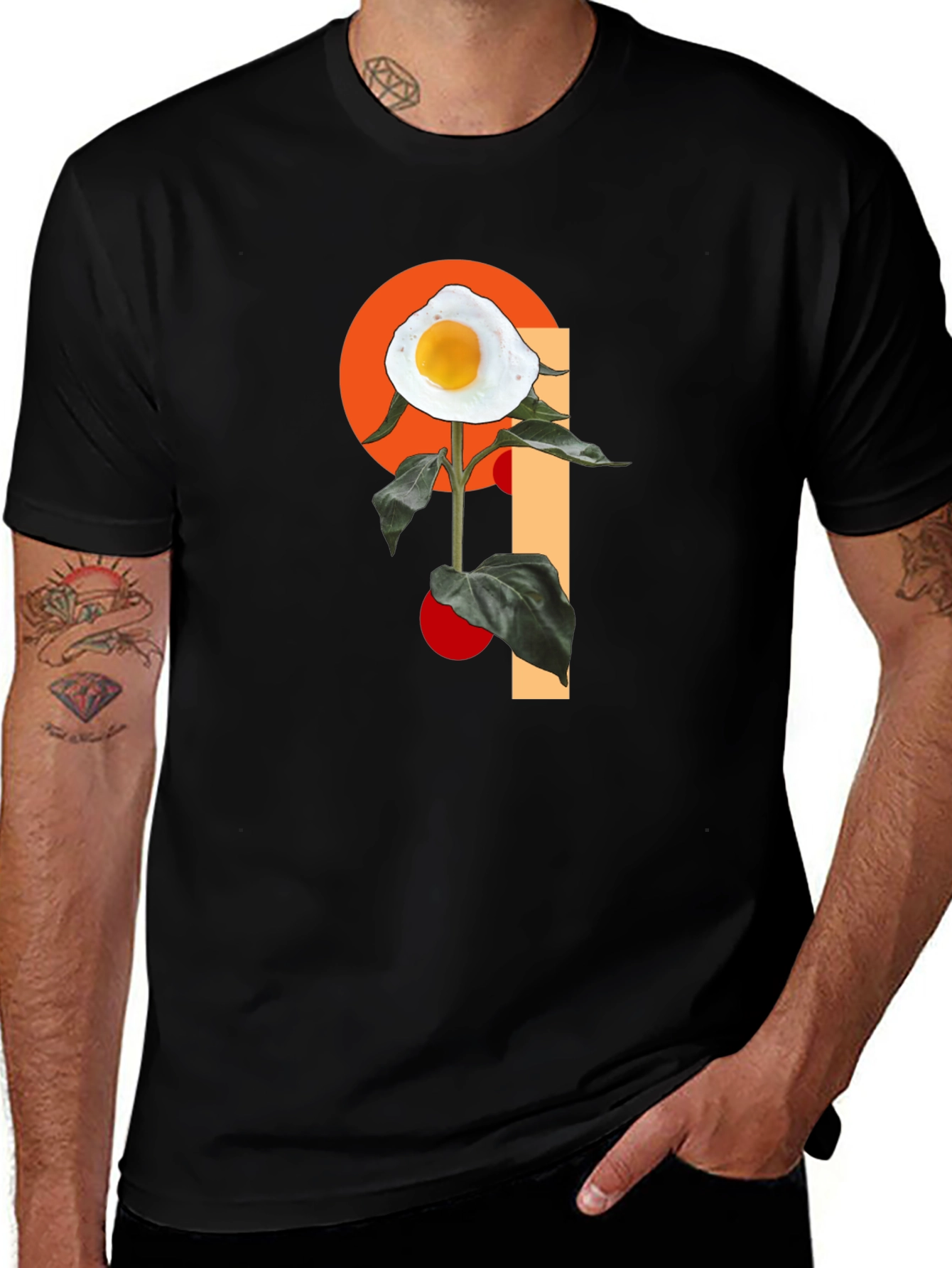 Egg Flower Graphic T-Shirt - Black