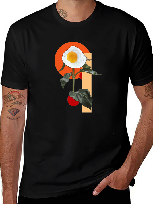 Egg Flower Graphic T-Shirt - Black